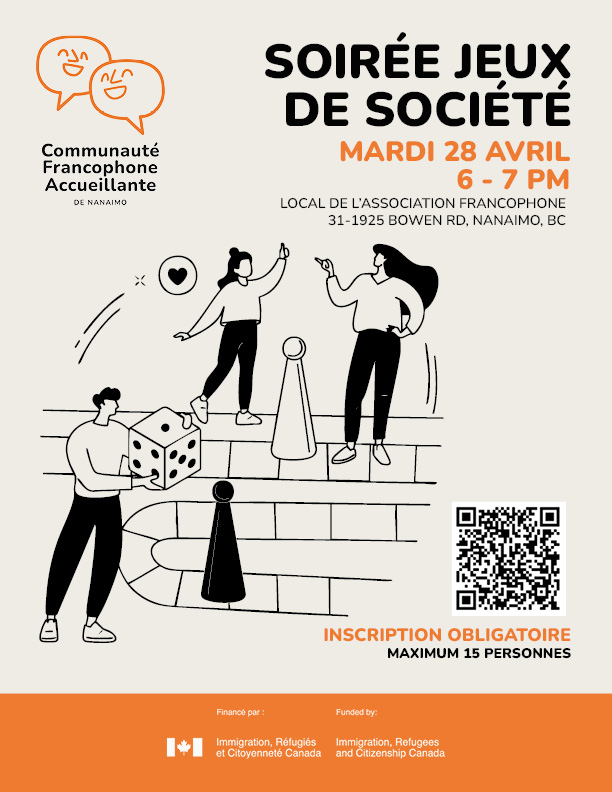 Activités francophones Nanaimo: soirée jeux de société.